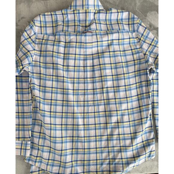 Tommy Hilfiger Button Down Shirt Mens XL Blue Yellow Plaid Dress Cotton Oxford - Picture 6 of 7